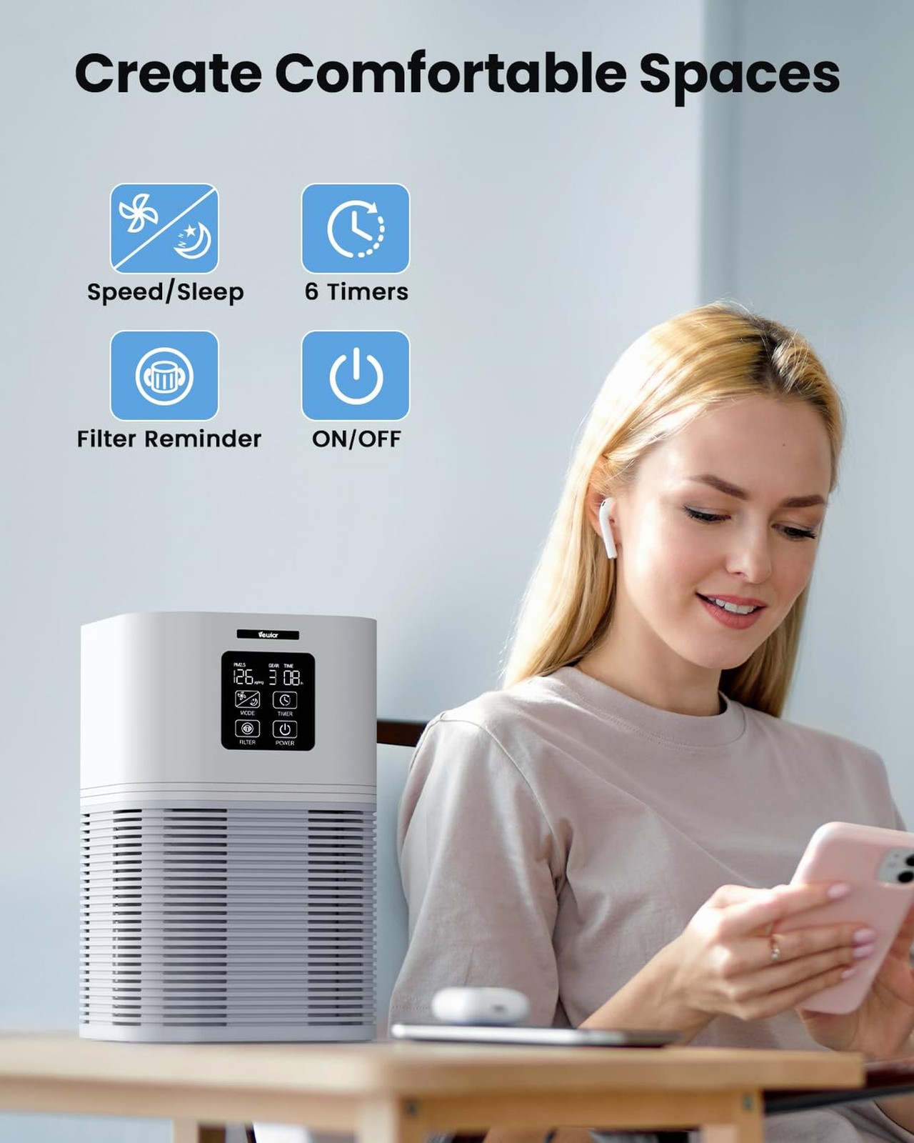 VEWIOR Air Purifiers for Home, Air Purifiers for Large Room up to 1200 sq.ft,…