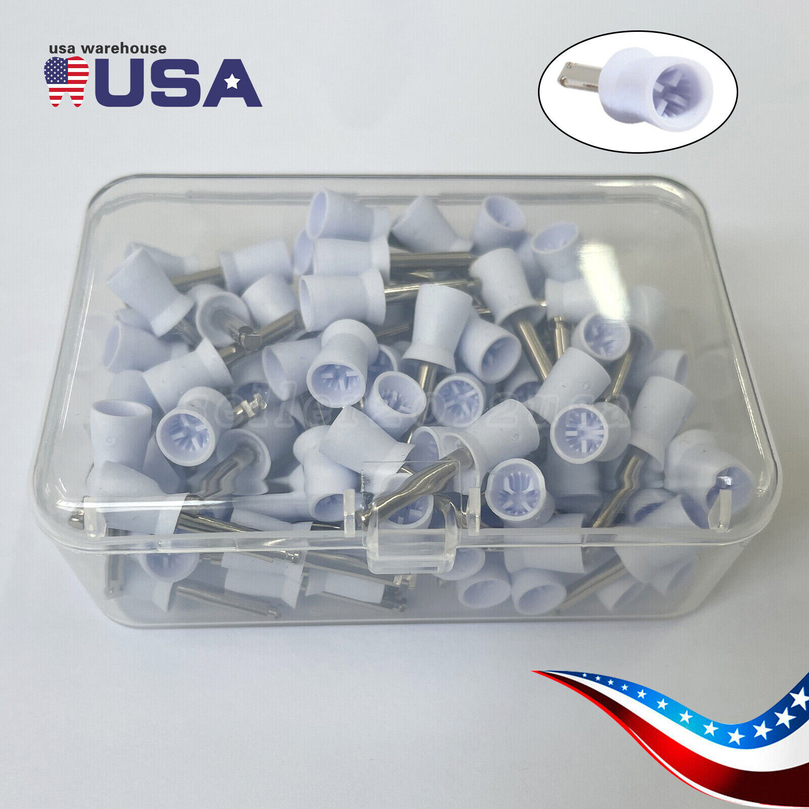 100pcs Dental Tooth Prophy Polishing Cups Latch Type Rubber Polish Polisher US