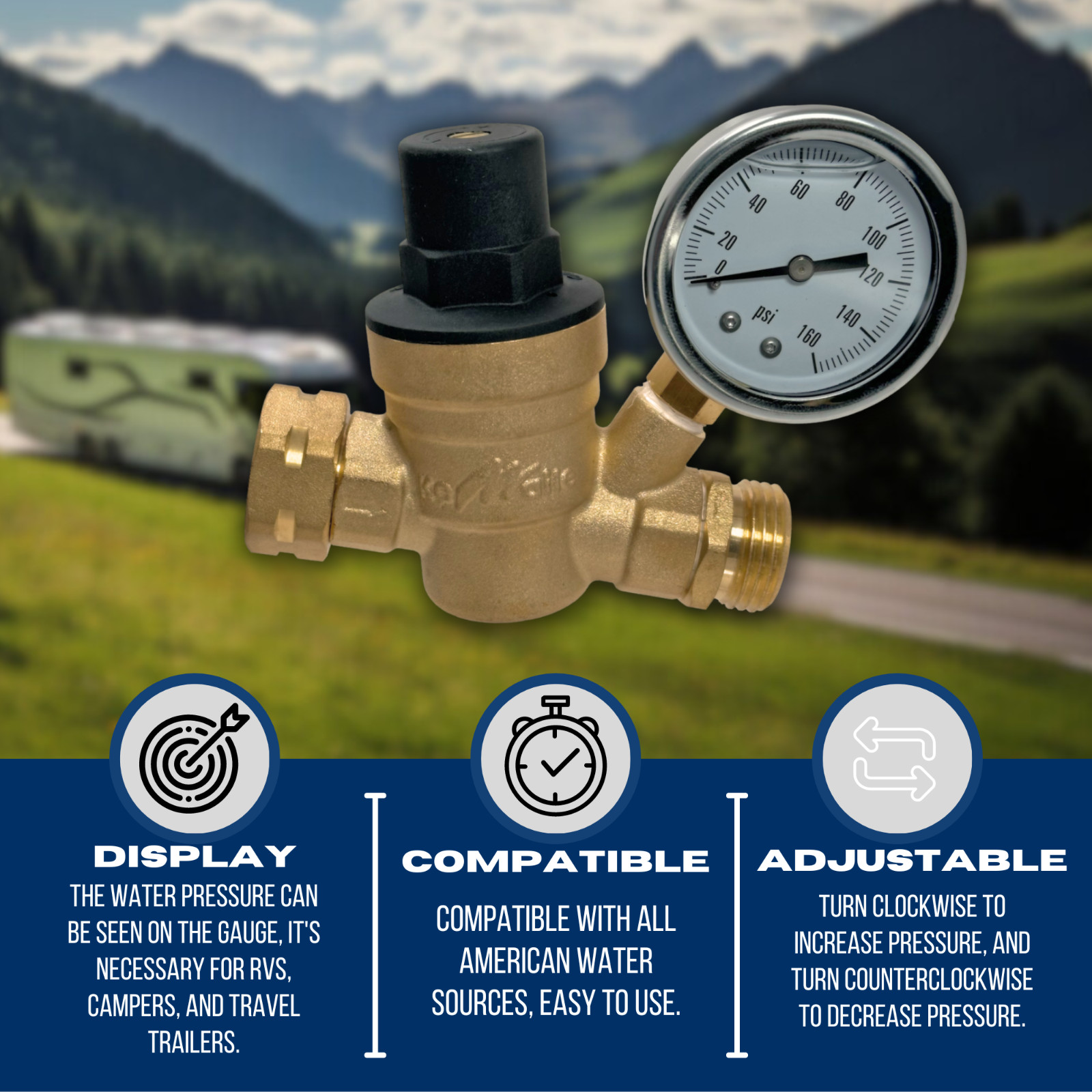 1 Piece XFITTING 3/4″ Water Pressure Regulator with Gauge