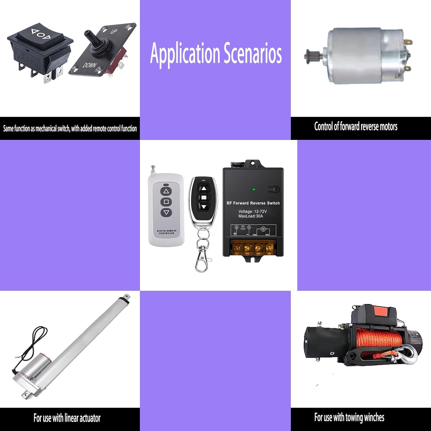 Forward Reverse Switch with Remote Maxload 30A,Linear Actuator Controller
