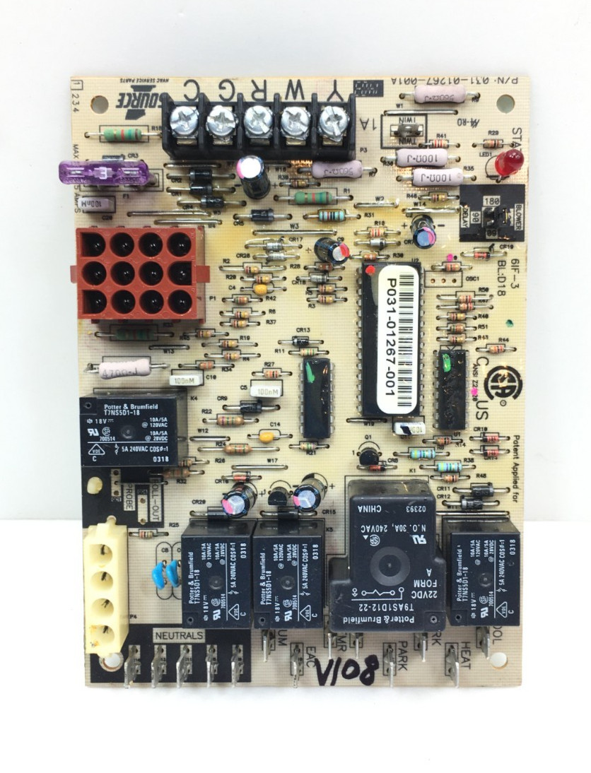 York Coleman P031-01267-001 Furnace Control Board SOURCE1 031-01267-001A #V108