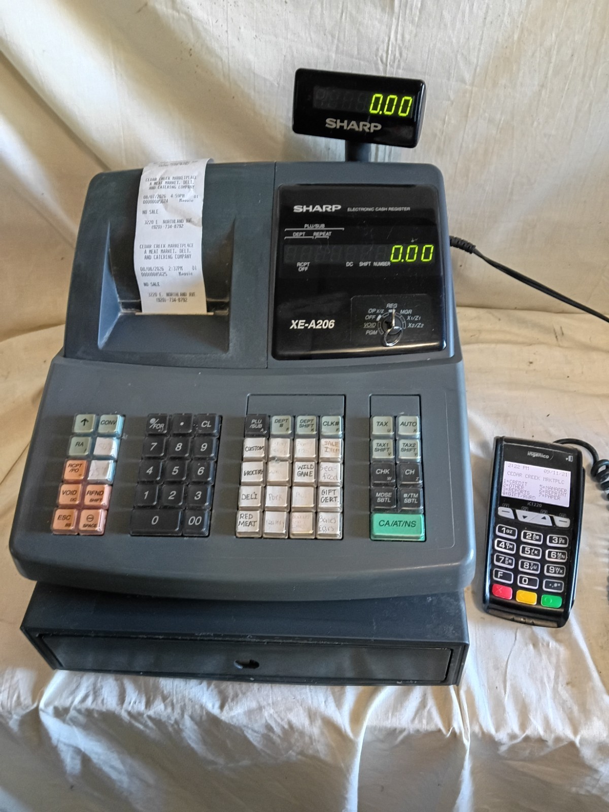 Sharp Cash Register XE-A206 With Ingenico Card Reader Printer ICT220 Free…
