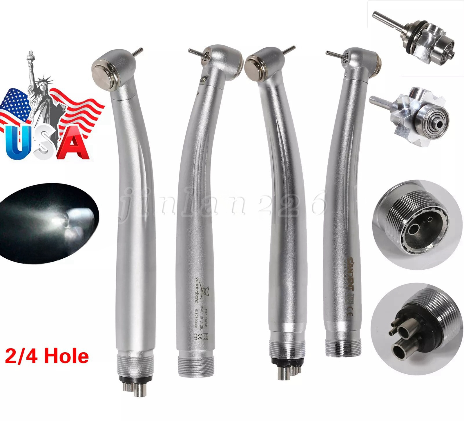 NSK Style Dental (Fiber Optic LED E-generator) High Speed Handpiece 2/4 Holes US