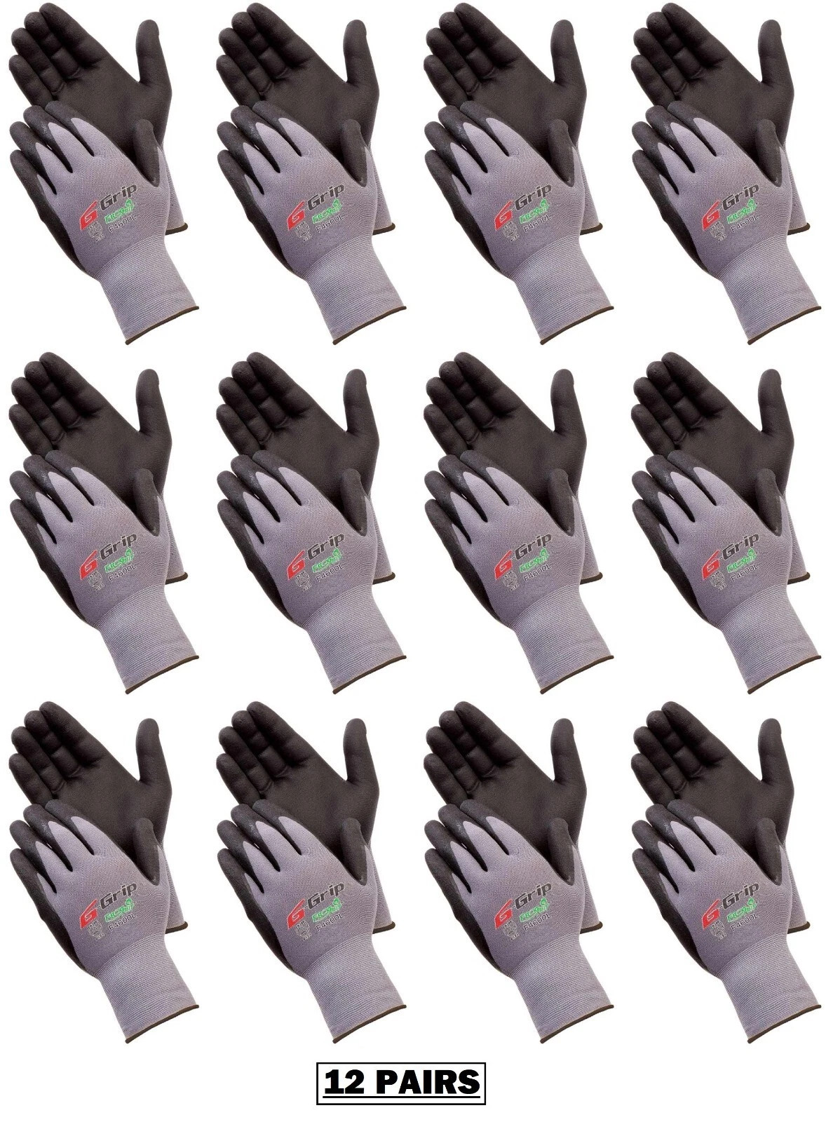 12- Lightweight Nitrile Grip Micro Foam Palm Coated Protective Work Gloves SMALL