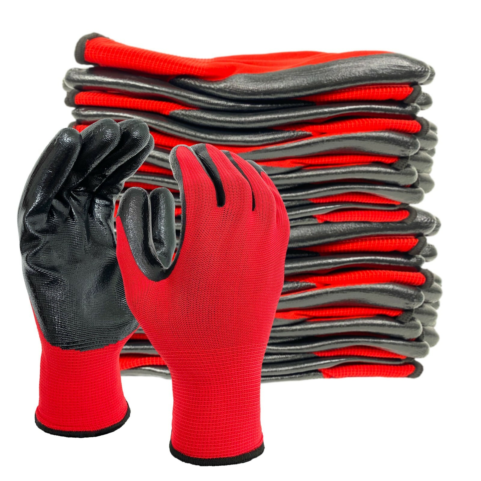 EvridWear 12 Pairs Lightweight Nitrile Coated Grip Work Gloves