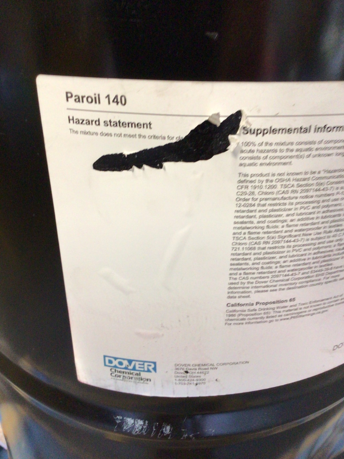 55 Gallon Drum Paroil 140 Chlorinated Paraffin Industrial Lubricant Additive