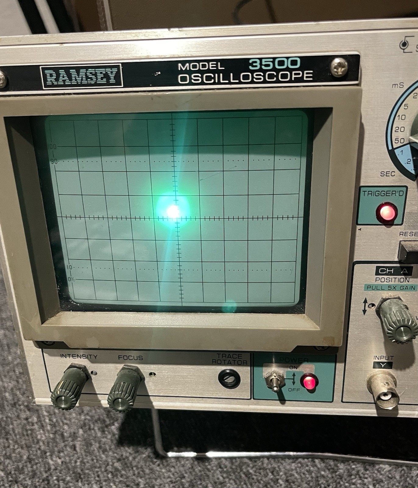 Vintage RAMSEY 3500 Oscilloscope *Powers On ?? Made in Korea