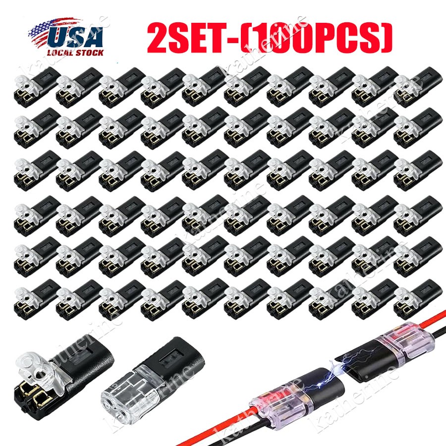 200pcs Double-Wire Plug-in Connector, Cable Clamp with Locking Buckle, AWG 18-22