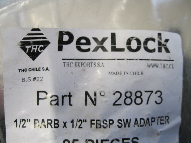 4 qty, PexLock 1/2″ Barb x 1/2″ FBSP SW Adapter 28873