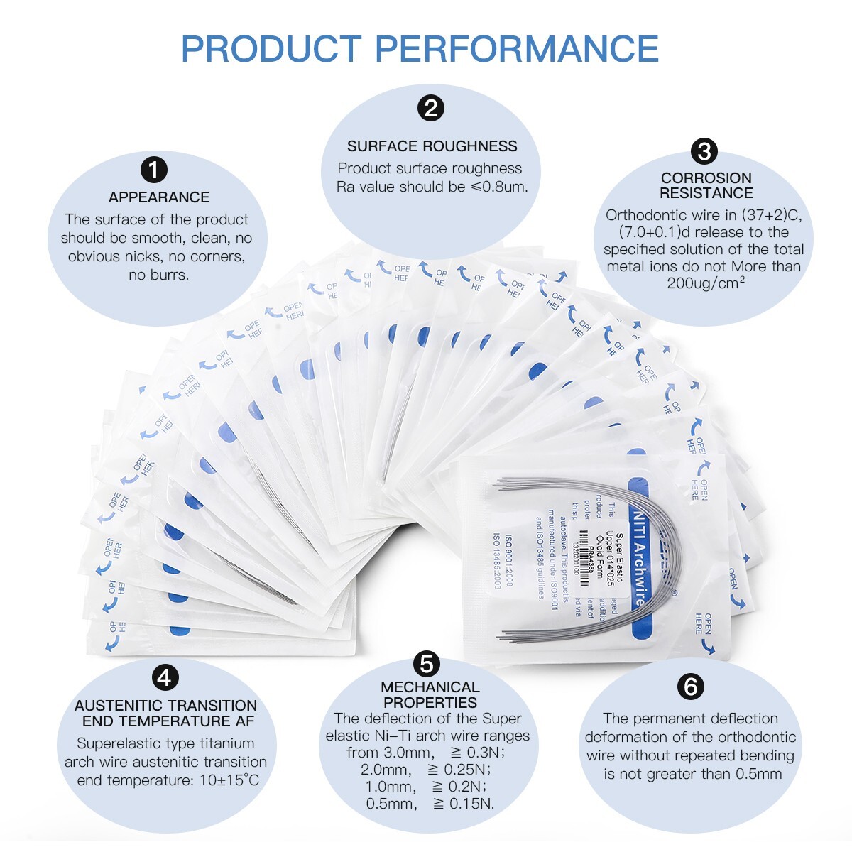 AZDENT Dental Orthodontic Super Elastic Niti Arch Wires Rectangular Ovoid/Nature