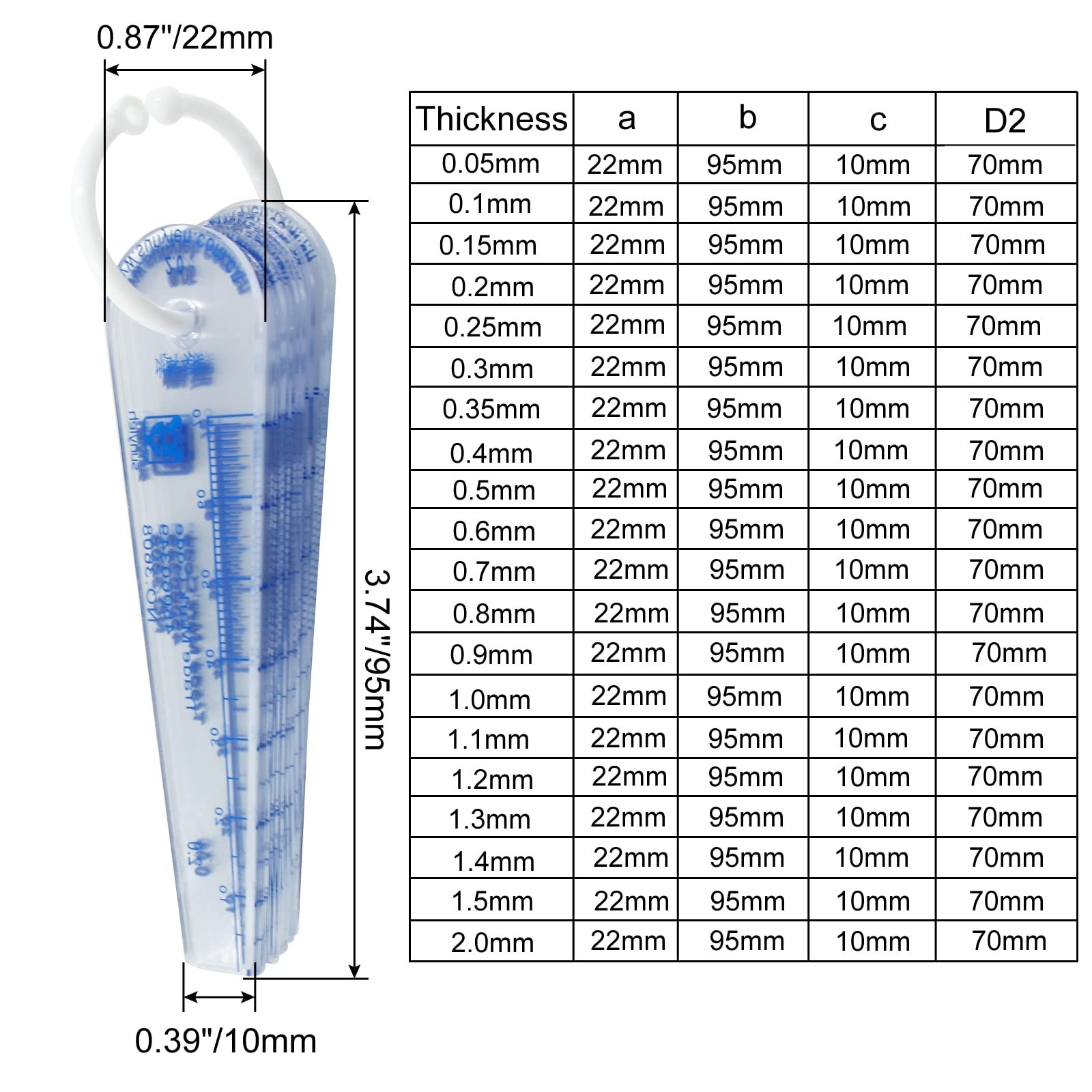 1 Pack Plastic Feeler Gauge 0.05-2mm Thickness Measuring Tools 20 in 1 Feeler…