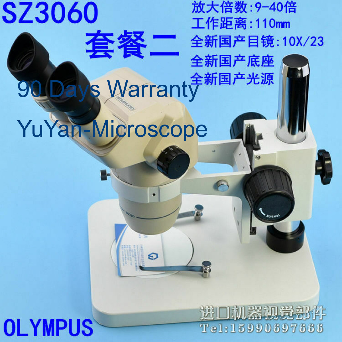 OLYMPUS SZ3060 Microscope+10x/22 eyepieces +110AL0.62X+STAND+Light #free ship