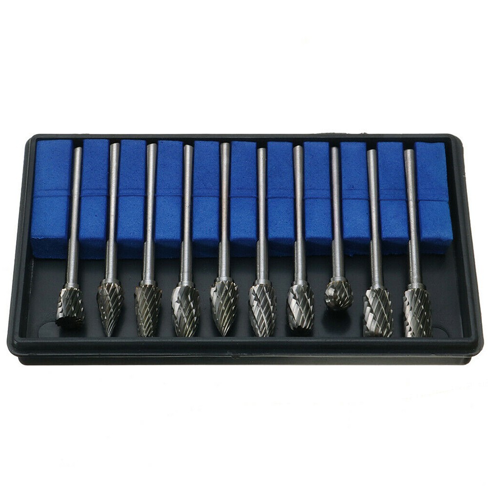 10pcs 1/8?? Shank Carbide Burr Set Burrs For Aluminum Die Grinder Bit Pack New