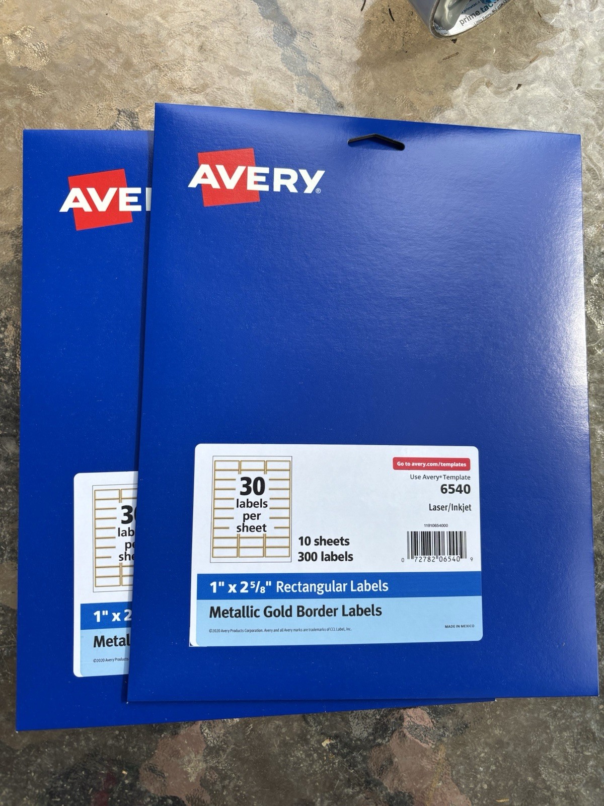 2X New Avery 6540 Metallic Gold Border Labels 1″ x 2 5/8″ 10 Sheets 300 Labels