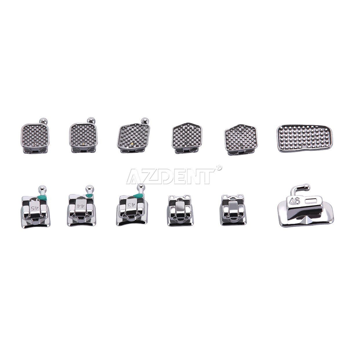 AZDENT Dental Orthodontic Brackets Braces Metal Mini Roth/MBT.022 Hook 3 4 5 USA