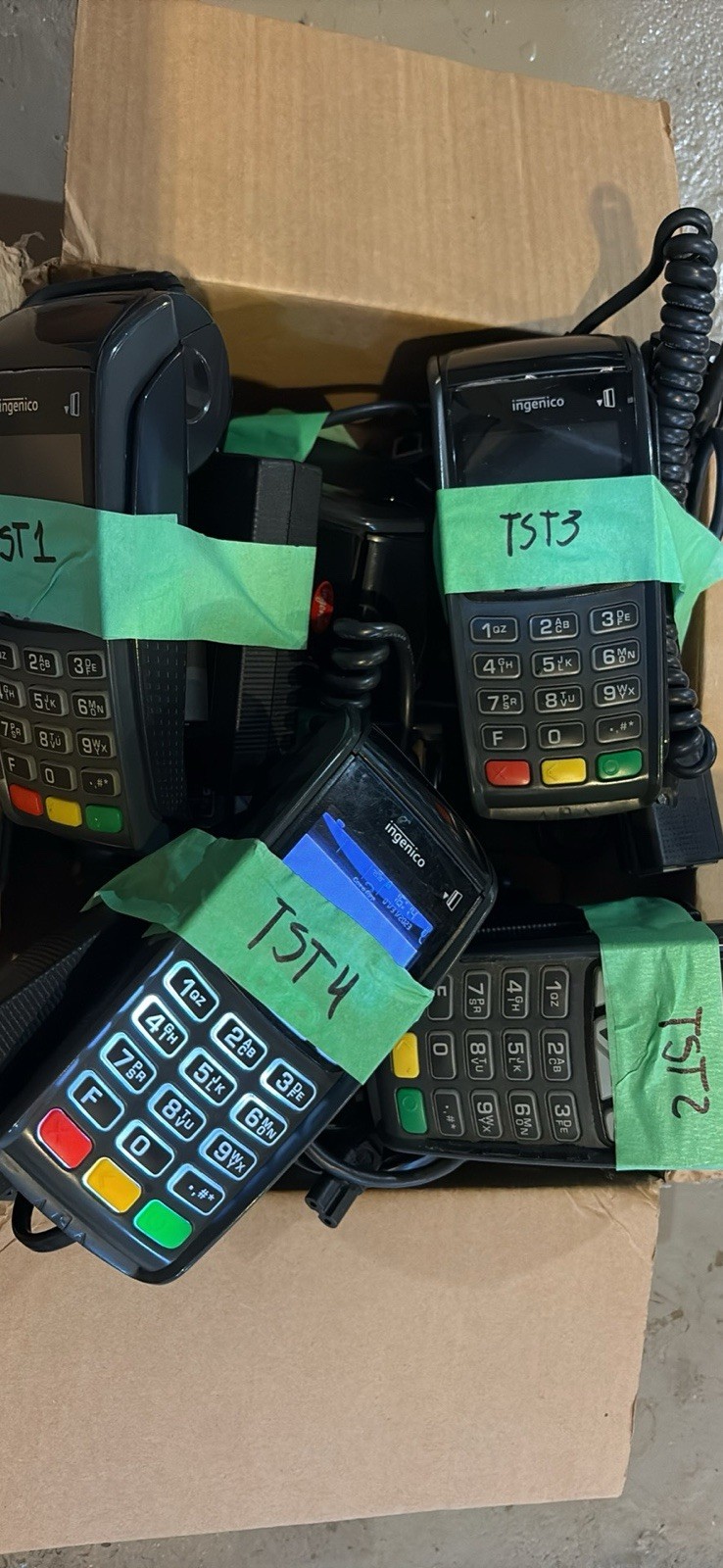 7 Ingenico Credit Card Terminals – No Tap, unsure of condition