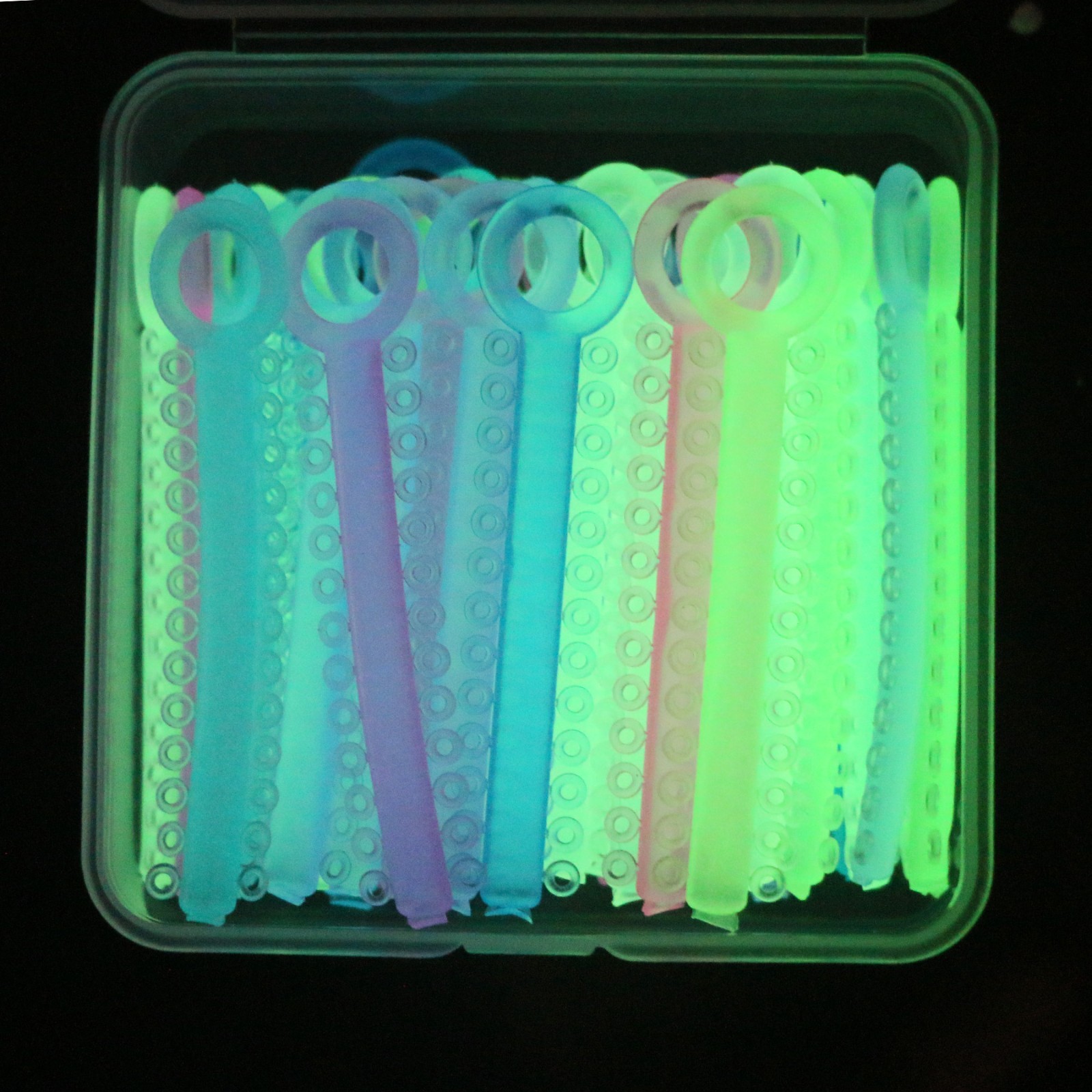 Dental Assorted 40 Stick Glow in Dark Orthodontic Ligature Ties Elastic Rubber