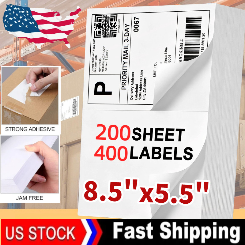 400x Shipping Labels 8.5×5.5 Half Sheet Self Adhesive 2 Per Sheet US STOCK~