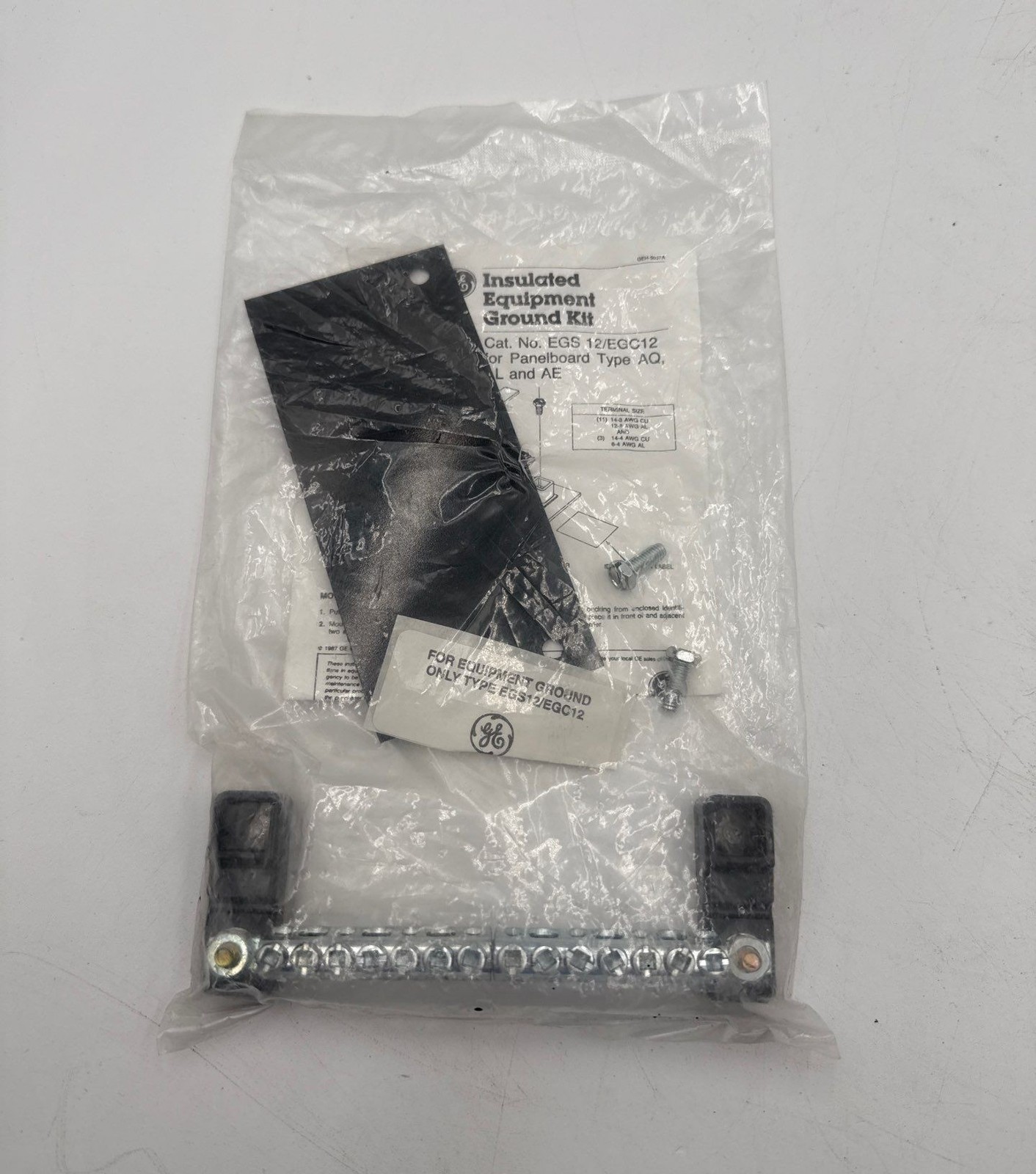GE EGS 12/EGC12 Insulated Ground For Panelboard Type AQ AL and AE