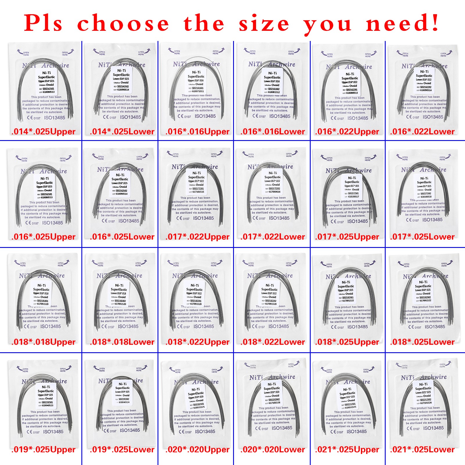 Dental Orthodontic Super Elastic NITI Rectangular Arch Wires Ovoid Form SA