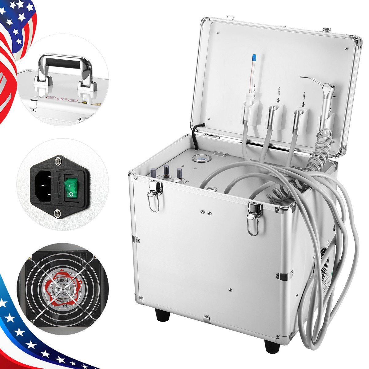 Dental Portable Mobile Delivery Unit System With Air Compressor 4Hole Suction