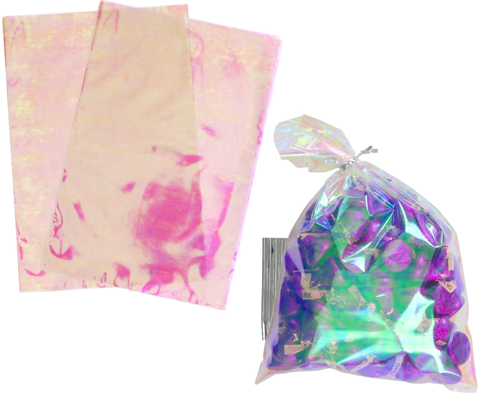 100-Count Cello Bags Iridescent Holographic 6 x 9-Inch Heat Shrink Plastic