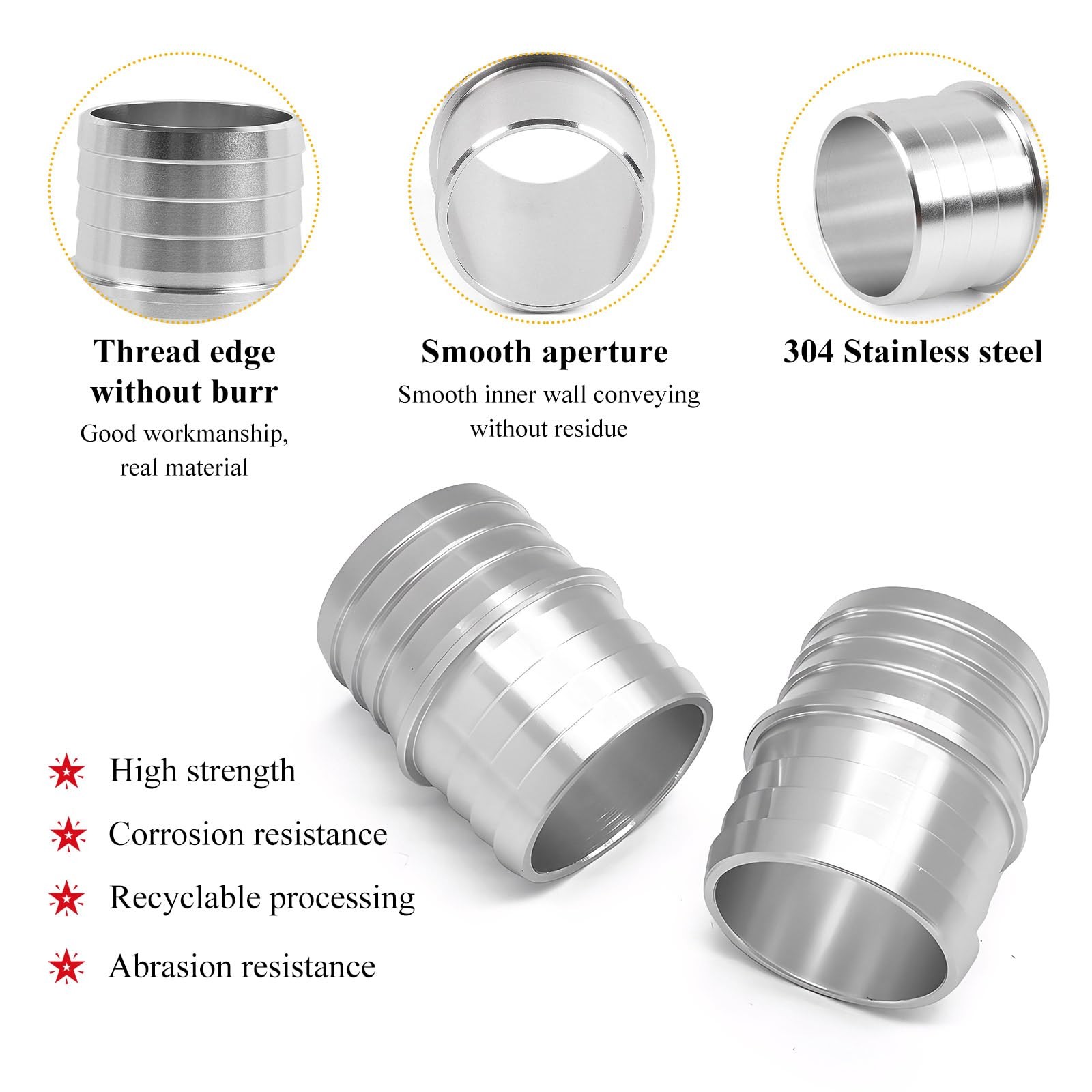2 PCS Radiator Hose Barb Fittings, 1-1/2 Inches Aluminium Alloy Hose Barb Connec