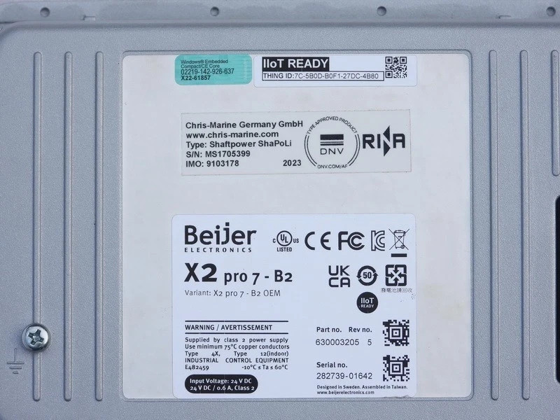 NOS BEIJER ELE. MODEL X2 PRO7-B2 OEM HMI TOUCH ENGINE ROOM PANEL 630003205 REV.5