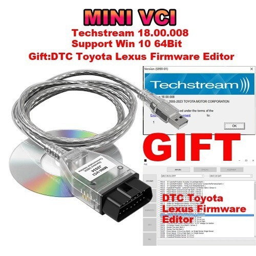 Mini Vci For Toyota TIS Techstream V18.00.008 FTDI FT232RL OBD2 Diagnostic Cable