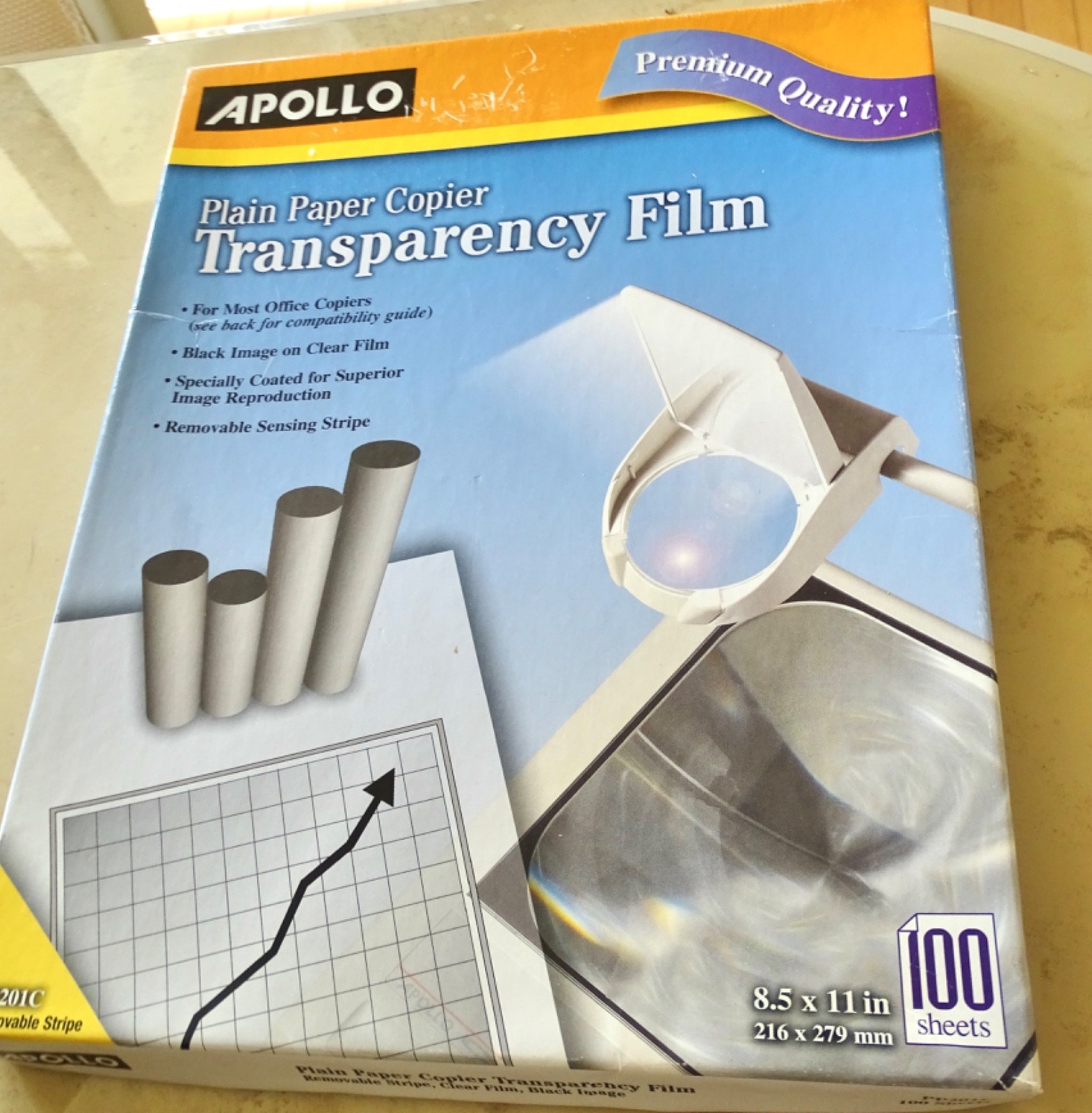 Apollo Transparency Film – Letter 8.50″ X 11″ – 100 / Box – Clear PP201C