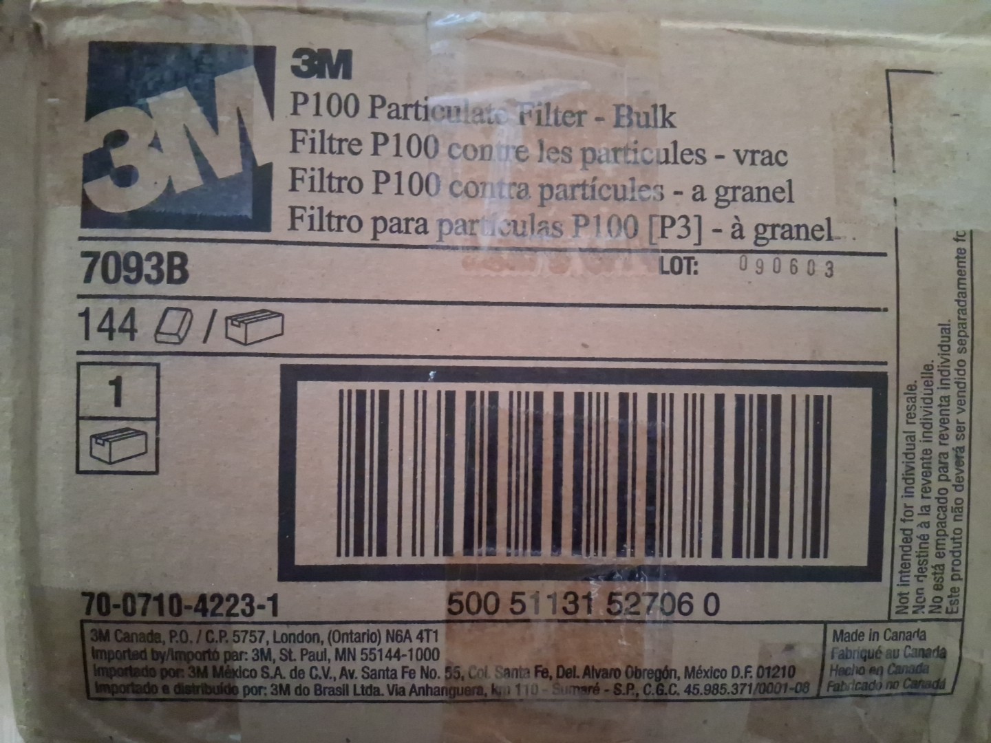 3M 7093b Filter Cartridges Bulk *108/pCS* (54/pair) 7093 (x) EXP ? Canada