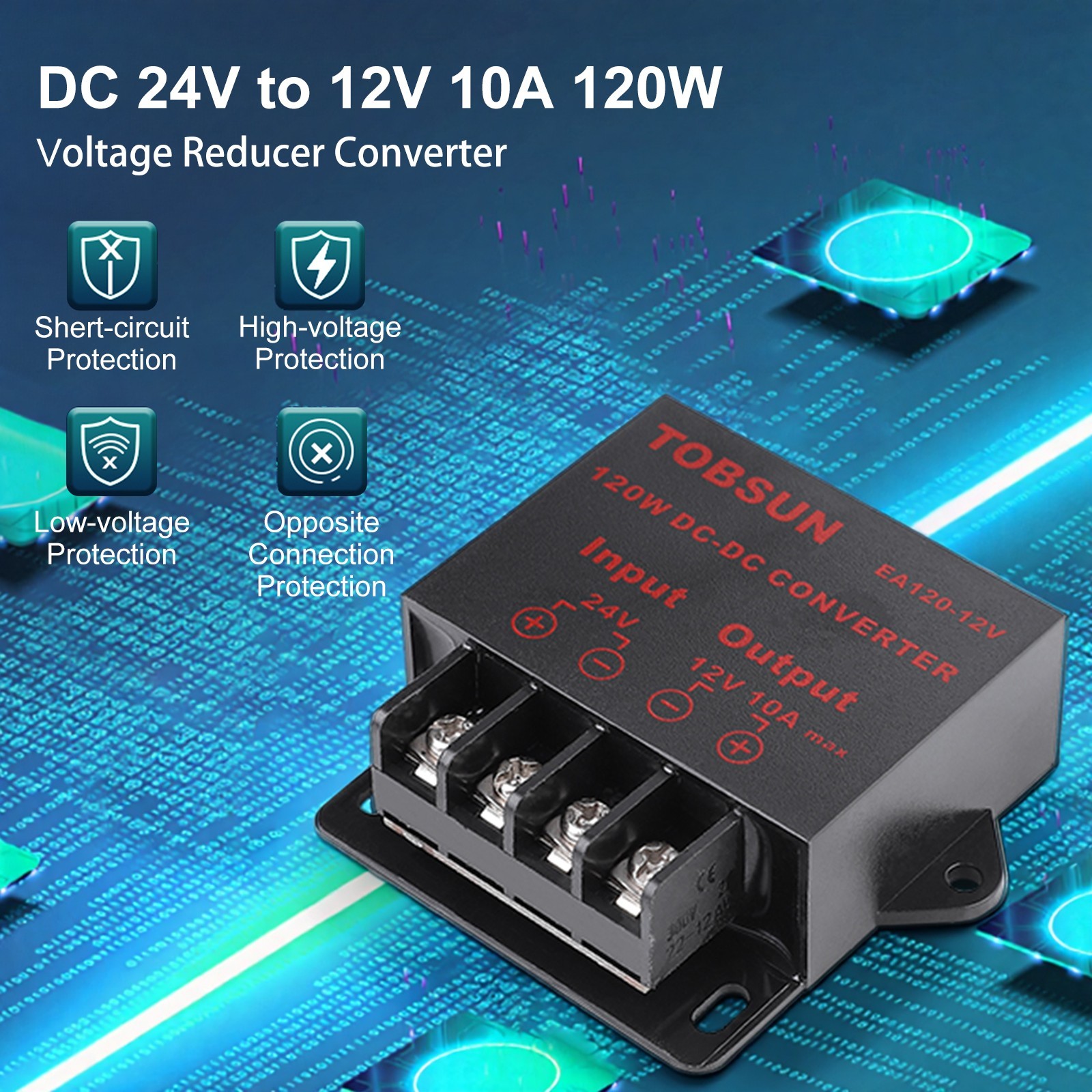 DC 12V 24V to 5V/12V 3A 5A 10A Power Converter Step Down Regulator Buck Reducer