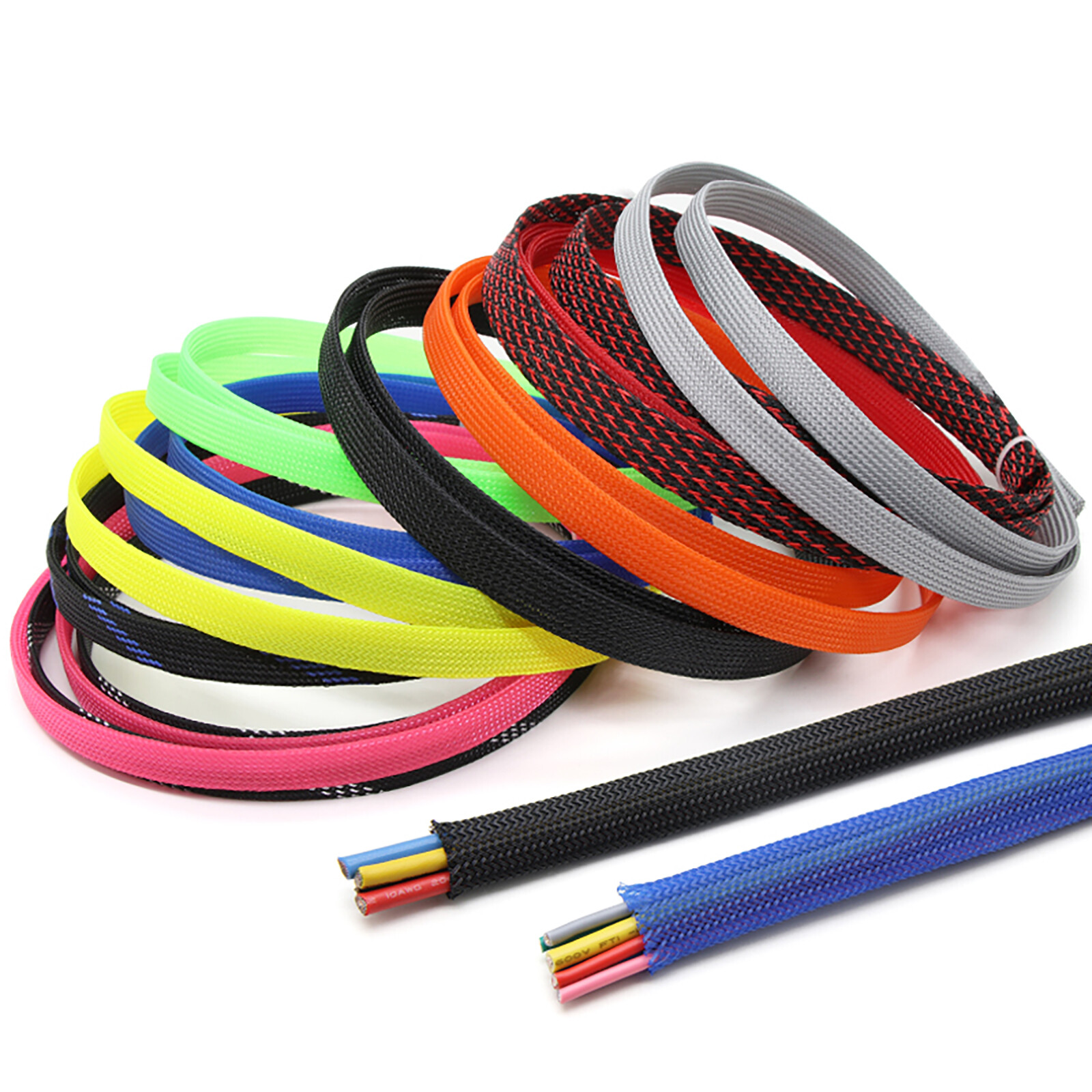 ALL SIZES & COLORS PET Expandable Wire Cable Sleeving Sheath Braided Loom Tubing