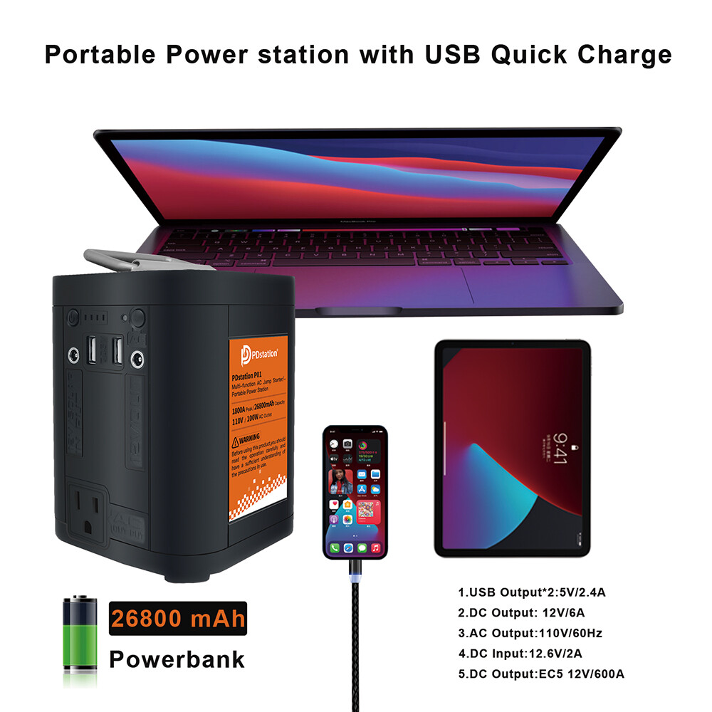 Power Bank Super Multi-Function Battery USB Portable Power Station LED 26800mAh