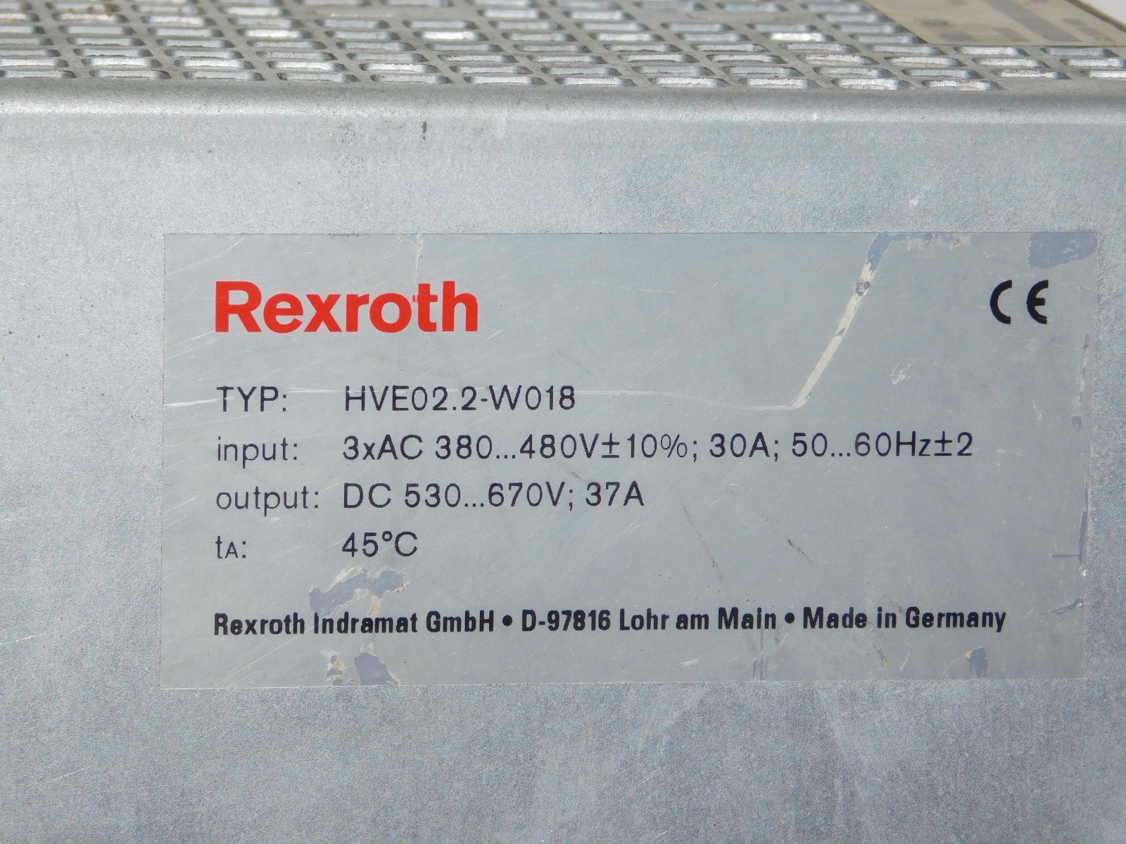 Bosch Rexroth HVE02.2-W018N Indramat Power Supply Unit Drive Module R911190000