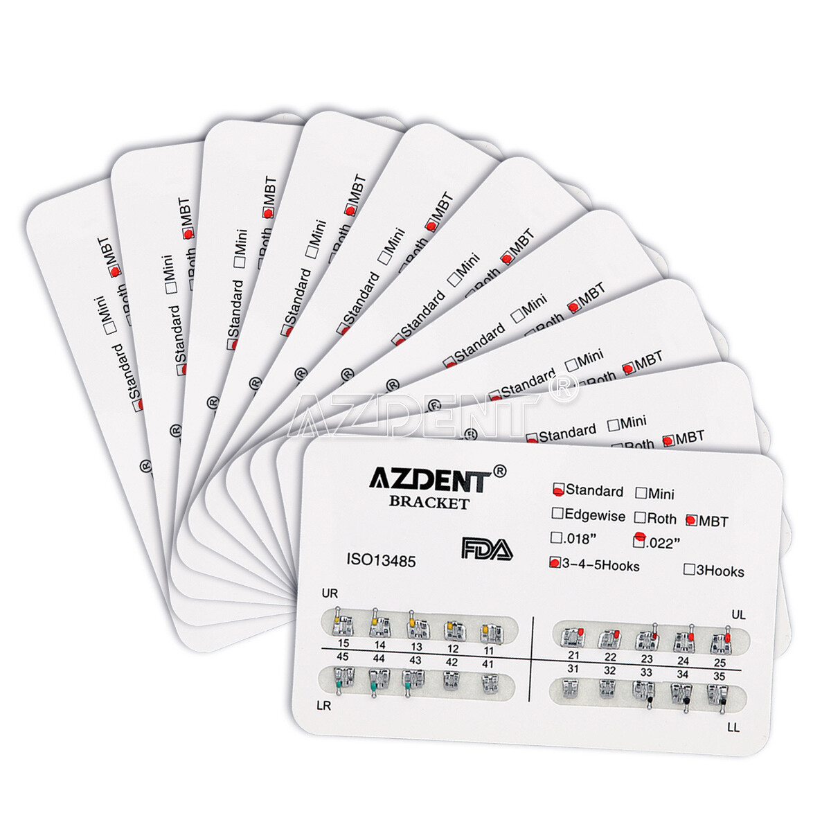20 Packs Dental Orthodontic Brackets Mini/Standard MBT/Roth 022/018 Hooks 3 4 5