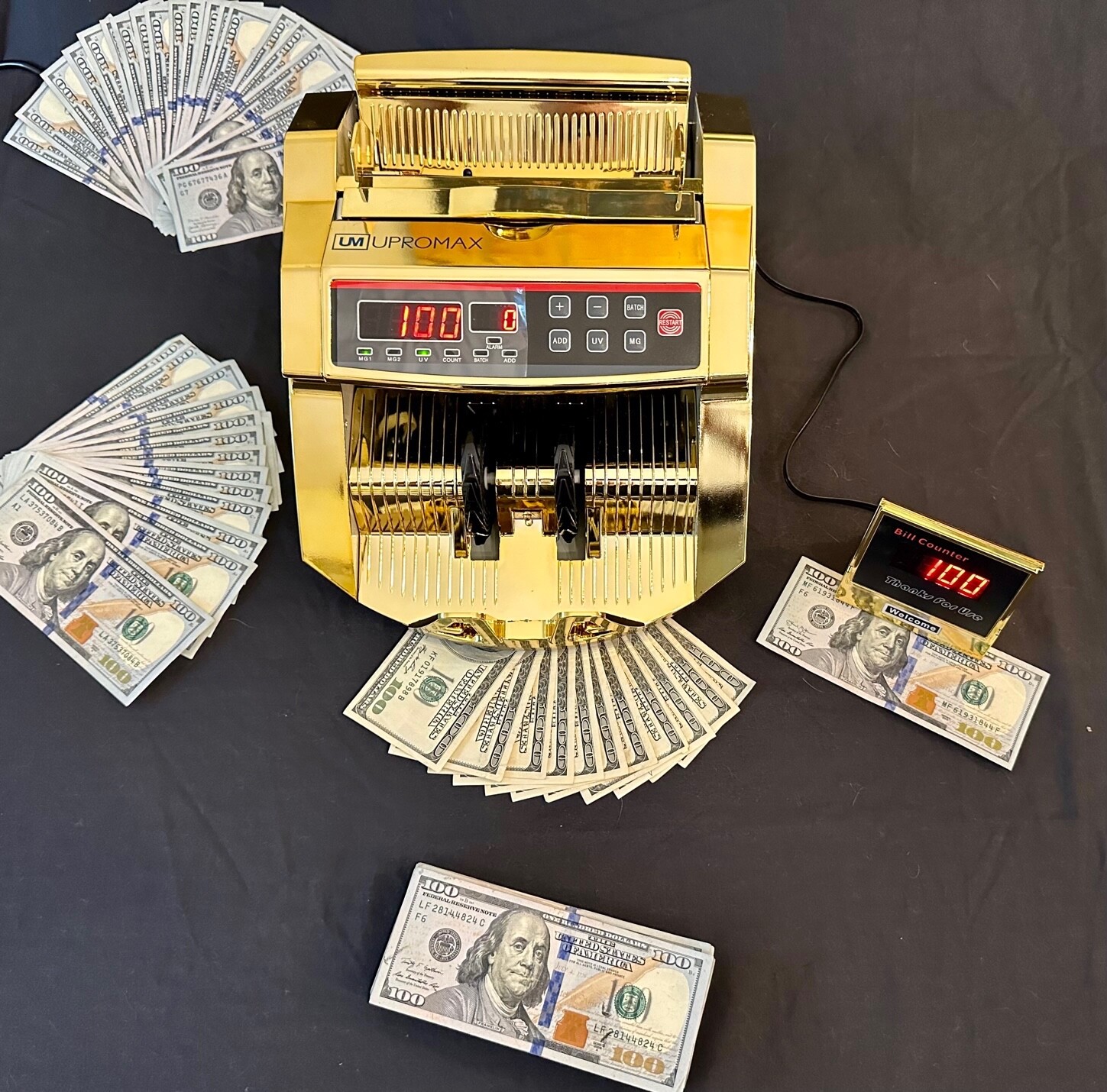 Upromax Gold Money Bill Dollar Counter UV/MG Detection + Counter Display NEW💰🔥