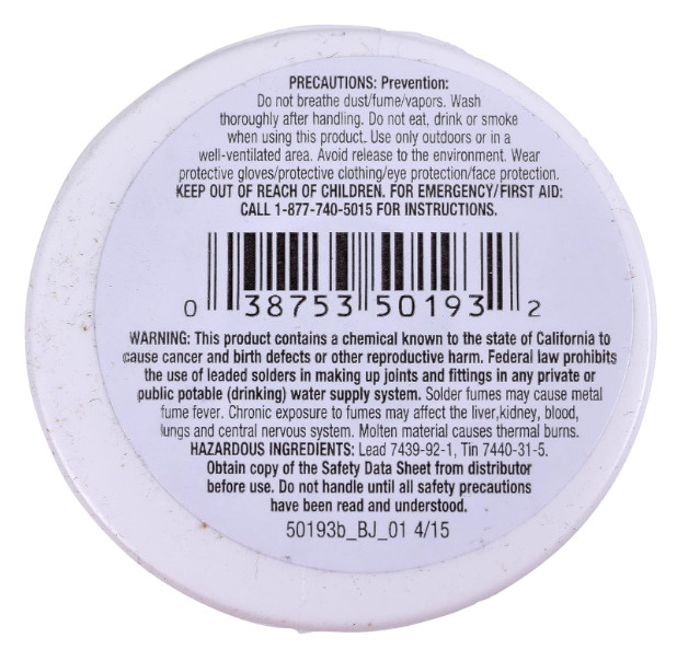 Wire Solder Oatey 50193 Acid Core 0.5 Lb Solid, Gray, 1/2 lb Silver