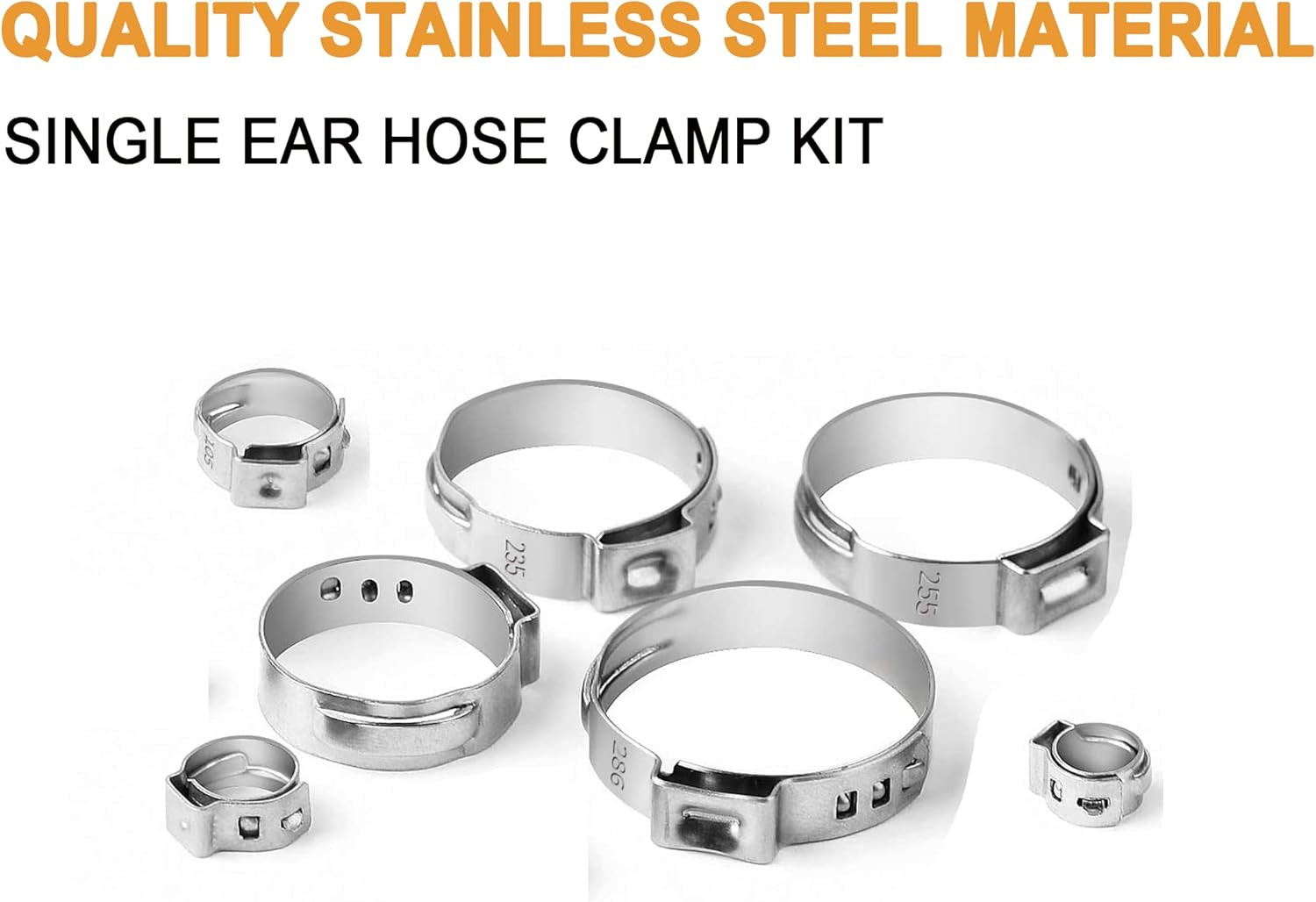 Single Ear Hose Clamps, Oetiker Clamps, 92Pcs(6.0Mm-22.6Mm) Crimp Pipe Clamps As