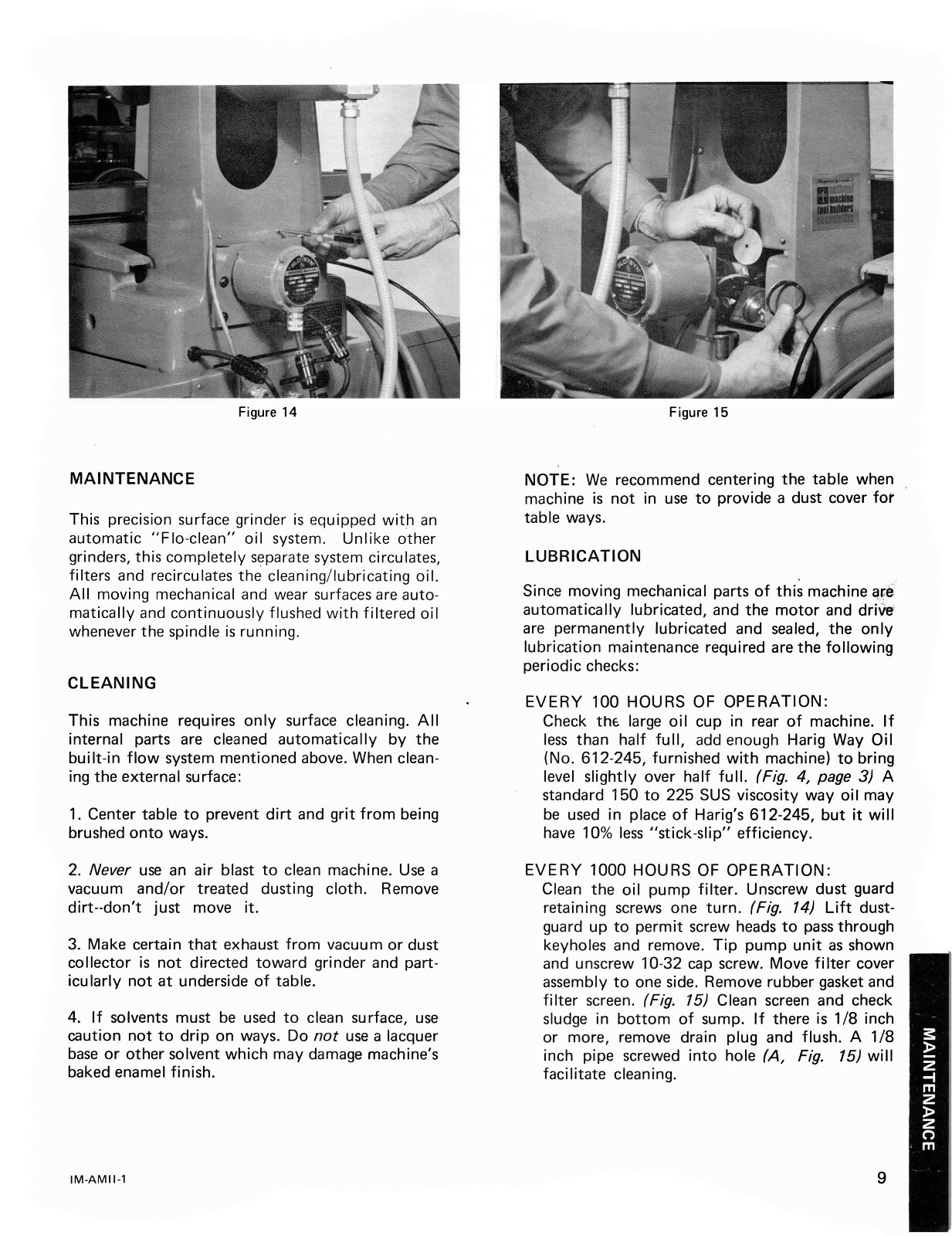 Harig Surface Grinder 612 & 618 Instruction & Parts List Manual #1516
