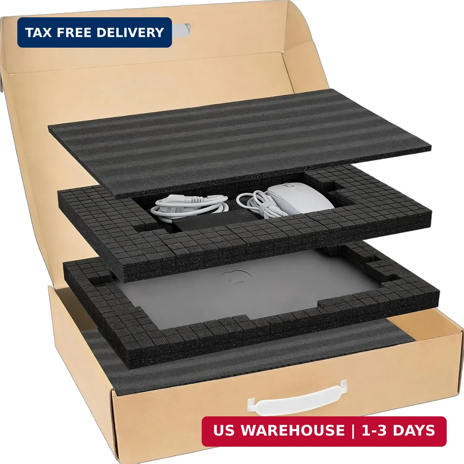 Laptop Shipping Box with Protection Foam for 11-17 Inch Notebook, Cardboard Lapt