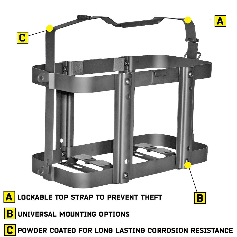 5.28 Gallons/ 20L Jerry Can Holder Kits Bracket Mount Gas Rack Oil Tank Fuel