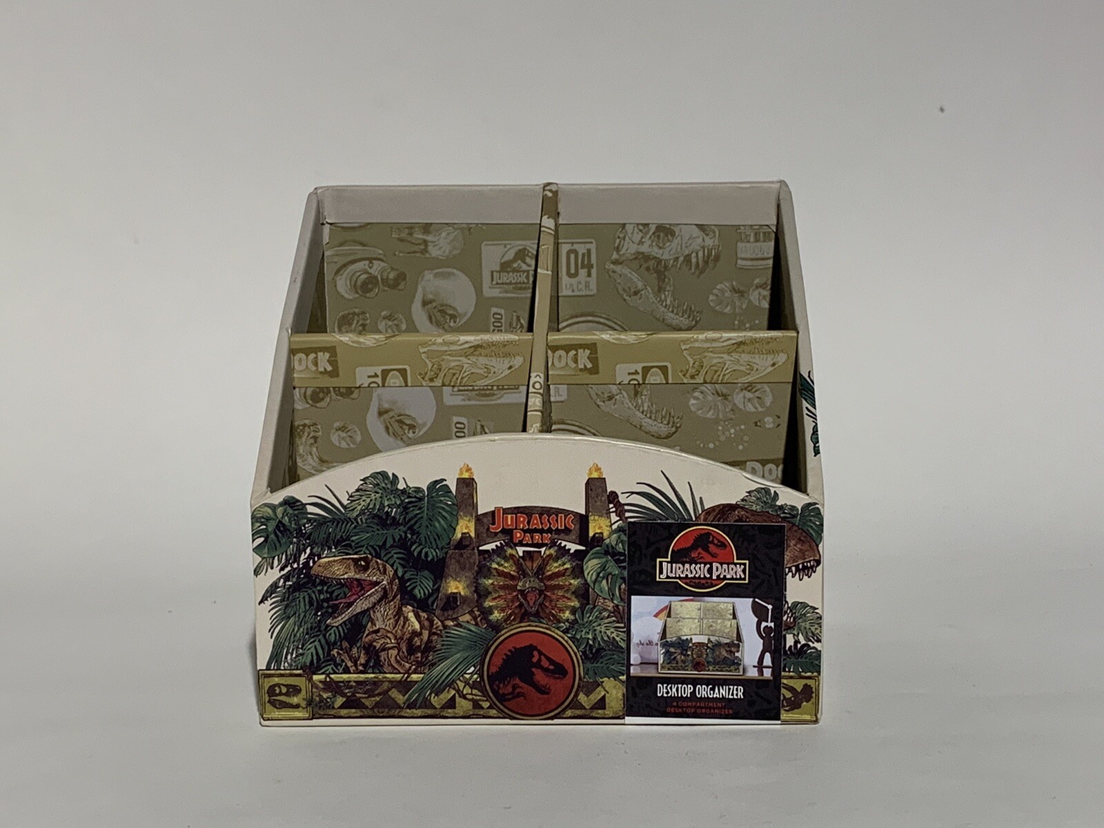 NEW Jurassic Park Theme 4 Compartments Desktop Desk Organizer Office Study Table