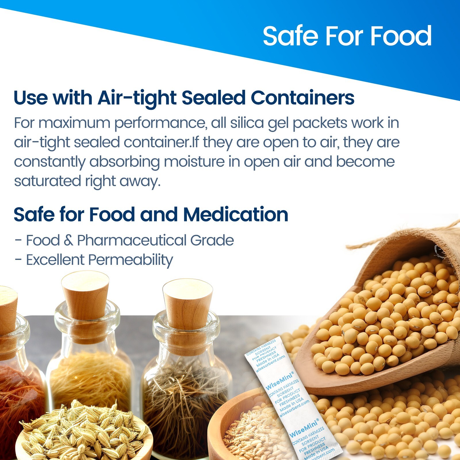 5 Gram Food Safe Desiccant Packs, Silica Gel Packets, Silica Moisture Absorbers