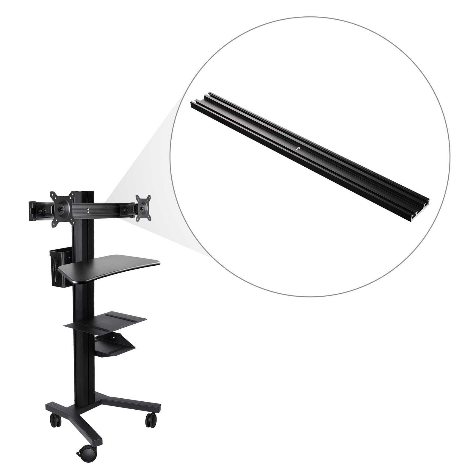 YesSources Medical Mobie PC Cart Computer Dual Mount Extension Pole CPU Holder