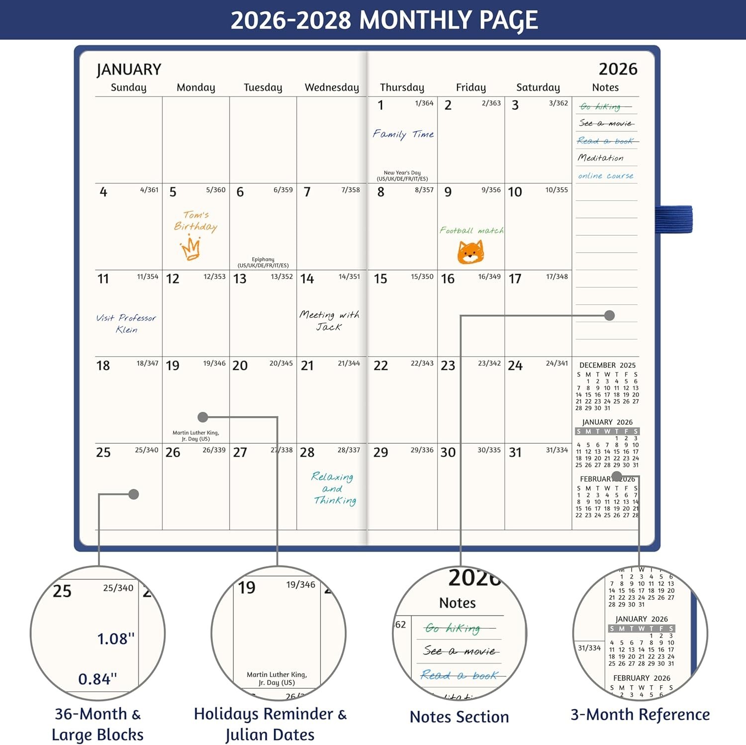 2026-2028 Pocket Monthly Planner, 3 Year Calendar 2026-2028, 6.2’’ x 3.6’?