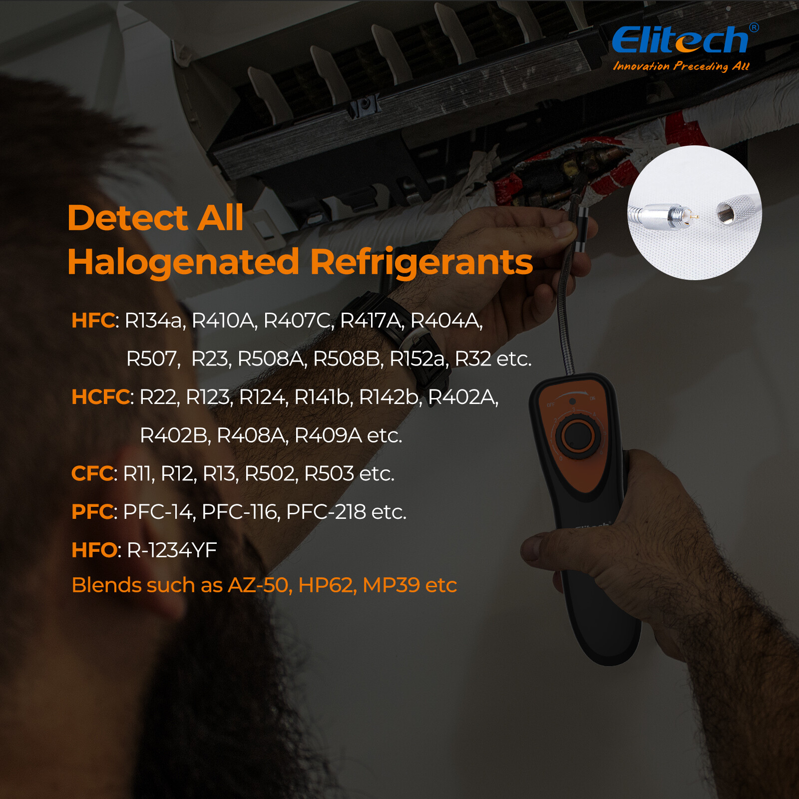 Elitech CLD-100 Freon Leak Detector Halogen Refrigerant Gas Detector w/UV Light