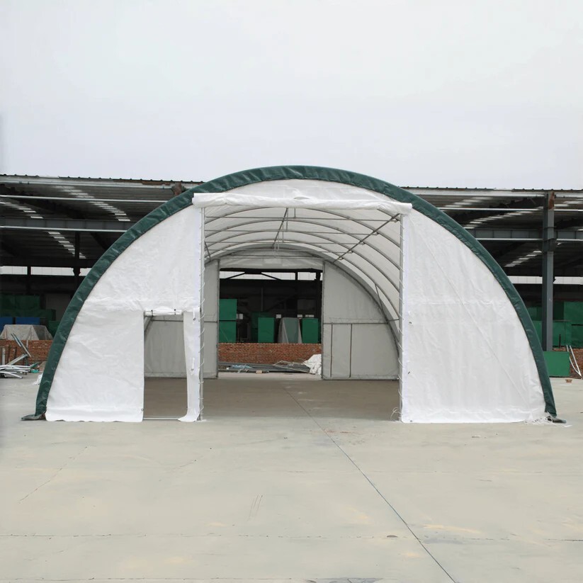 30’x40’x15′ Single Truss Arch Storage Shelter| 15OZ PVC Canvas W/Man Door