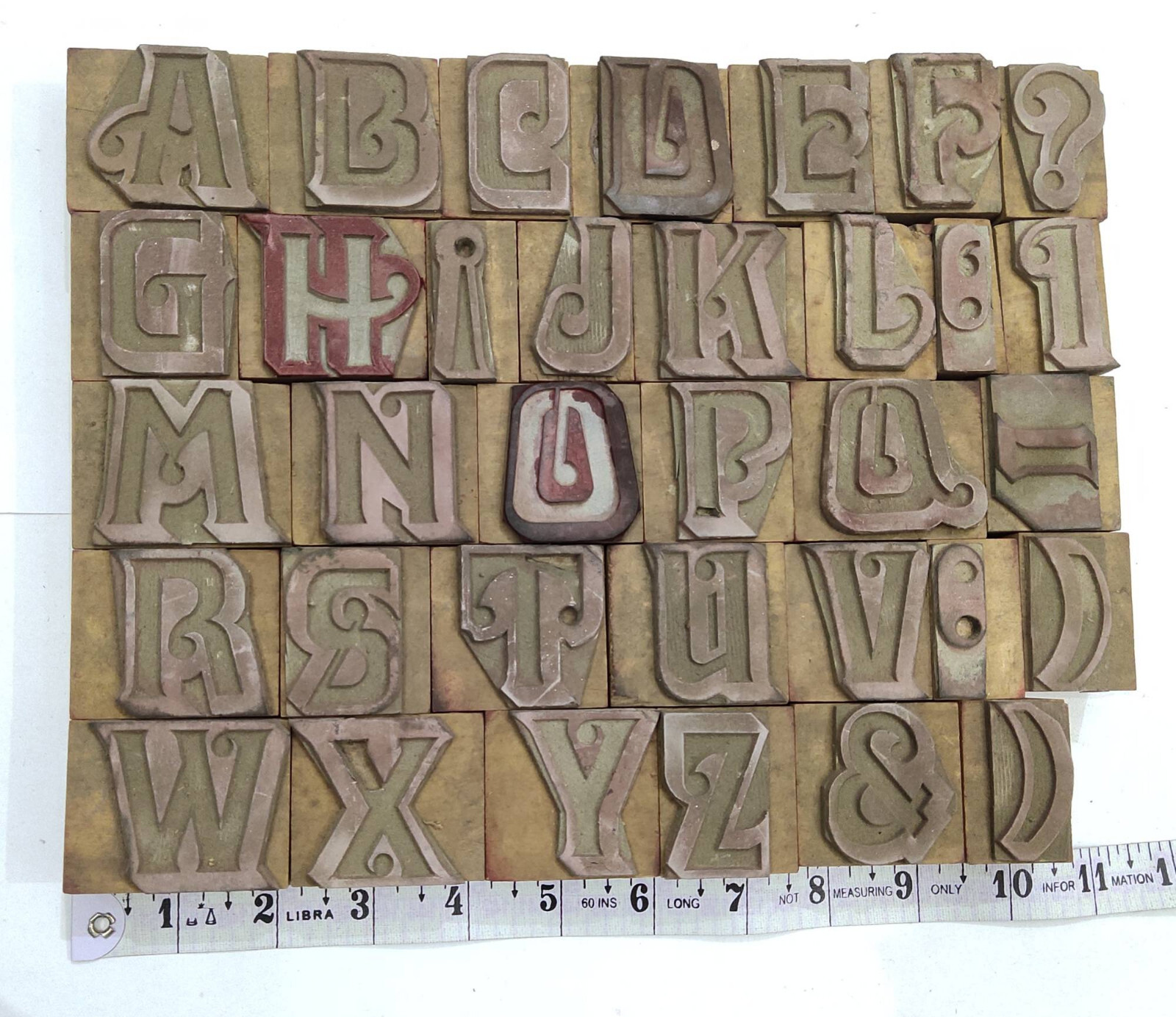 34 Pieces A To Z Letterpress Wood/Wooden Hand-Carved Matrices for Type English