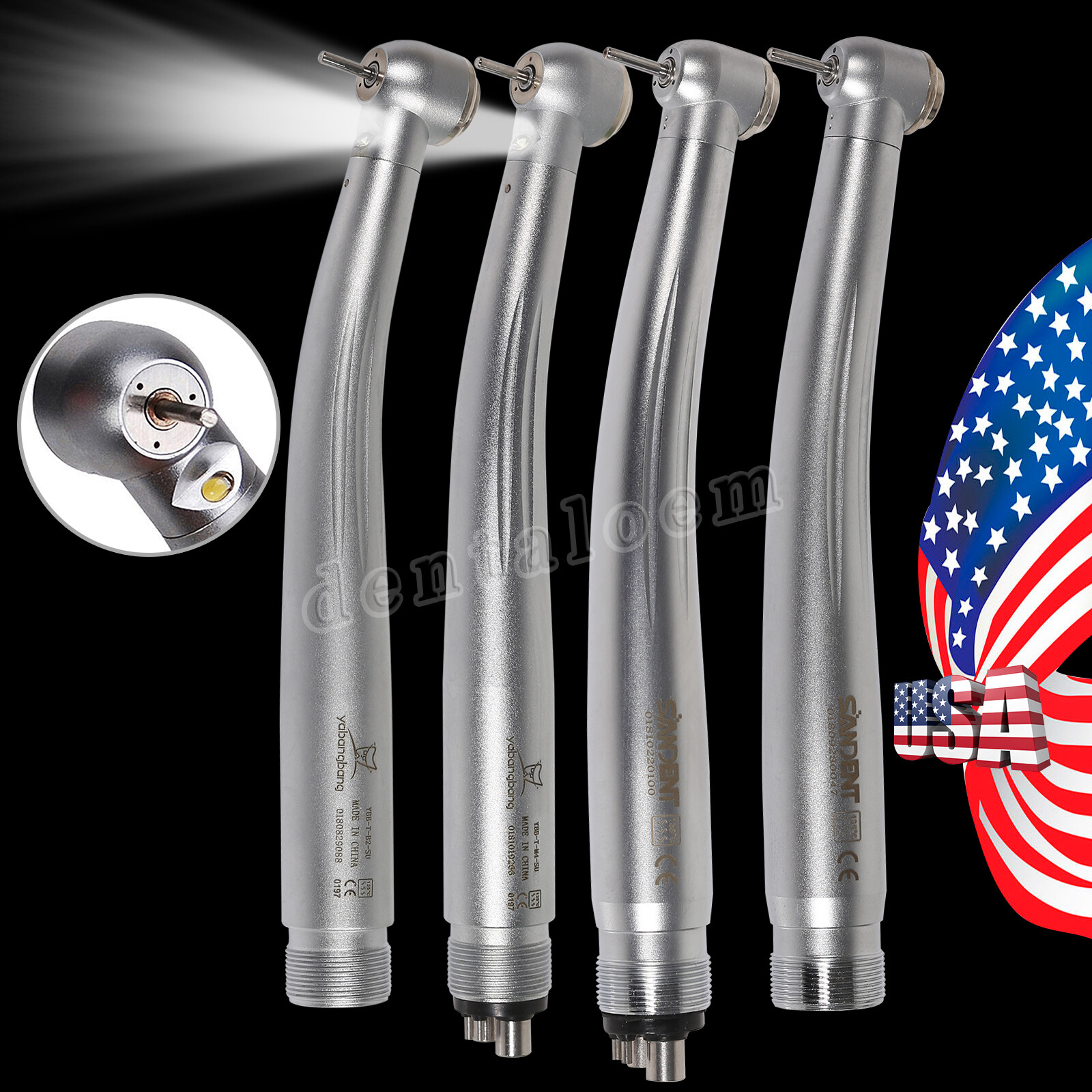 NSK Style Dental (Fiber Optic LED E-generator) High Speed Handpiece 2/4 Holes US